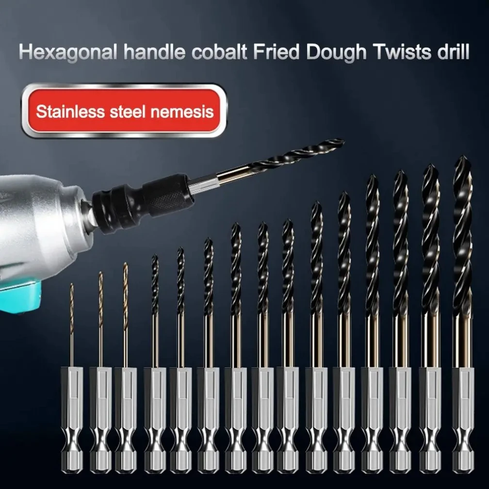 

Portable Hex Shank Twist Drill Bit Set High Speed 1.5mm-12mm Cobalt Drill Bits Wood Metal Hole Drill Bit Power Tools Accessories