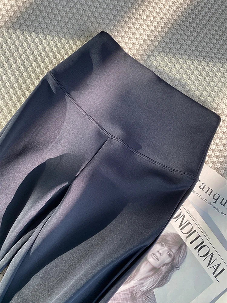 

Spring Autumn Korean Sle Yoga Pants Simple Air Layered Micro Flared Base Pants High Waist Tummy Control Polyester Spandex