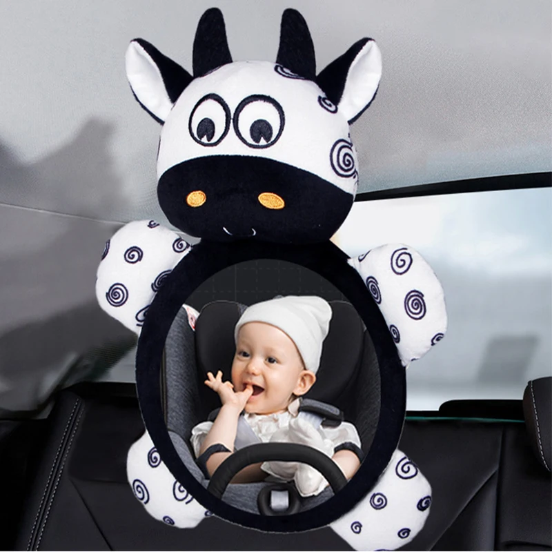 

Black White Ox Car Hanging Toy for Kids Baby Rearview Mirror Fun Observation Haha Toy for Children's Development