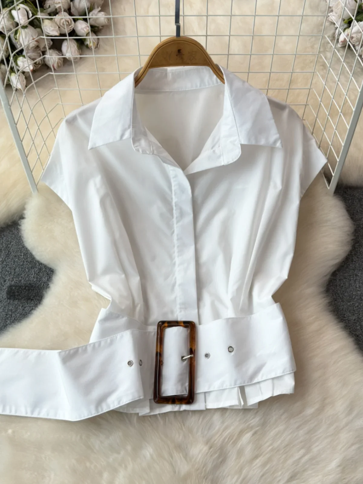 

Женская однобортная рубашка Foamlina, однотонная Повседневная Блузка с отложным воротником и коротким рукавом, уличная одежда на лето