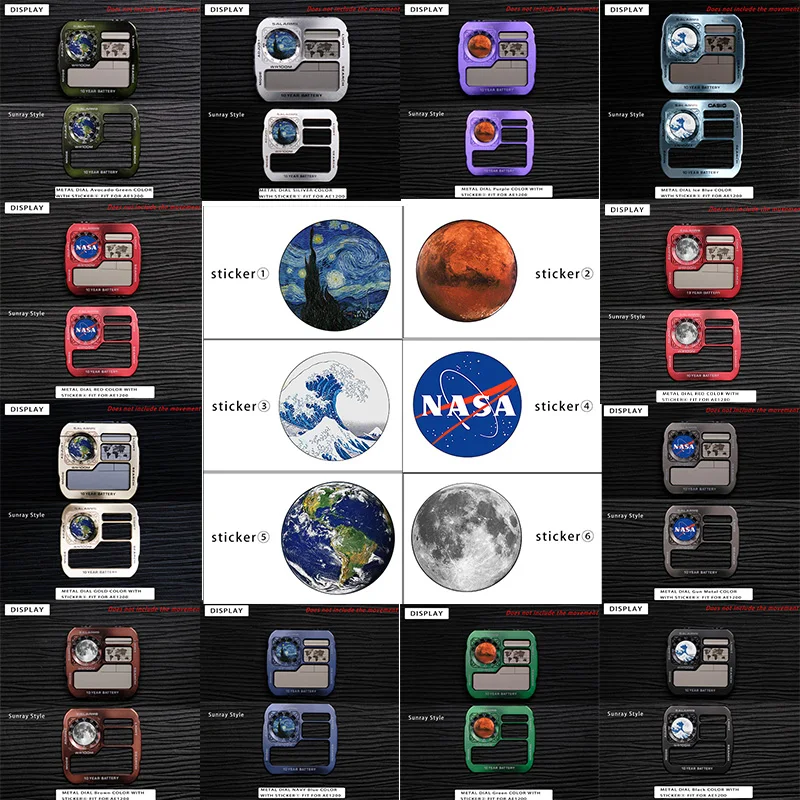 جودة عالية 3299 حركة AE-1200 ساعة الطلب طقم عصري ساعة نحاسية يابانية تعديل وجوه مع ملصق
