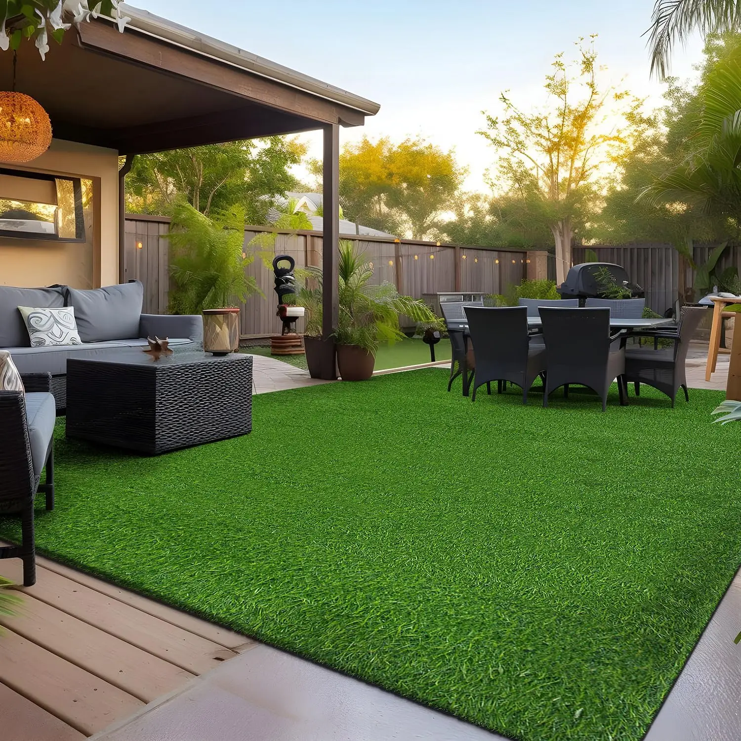 عشب صناعي خارجي، عشب 3 × 5 أقدام مع فتحات تصريف، عشب صناعي لمناظر طبيعية في حديقة الشرفة، #4