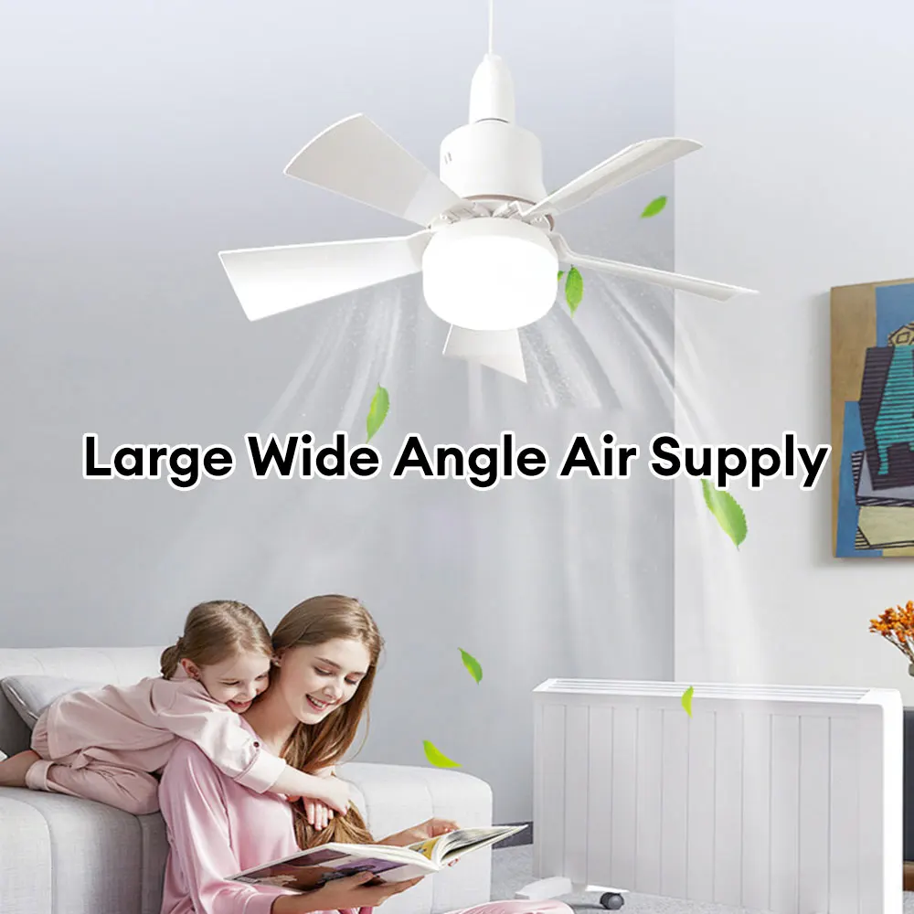 30W Ceiling Fan Light E27 Base Silent Electric Fan Lamp With Remote Control Dimming Ceiling Fan Light for Living Room Bedroom