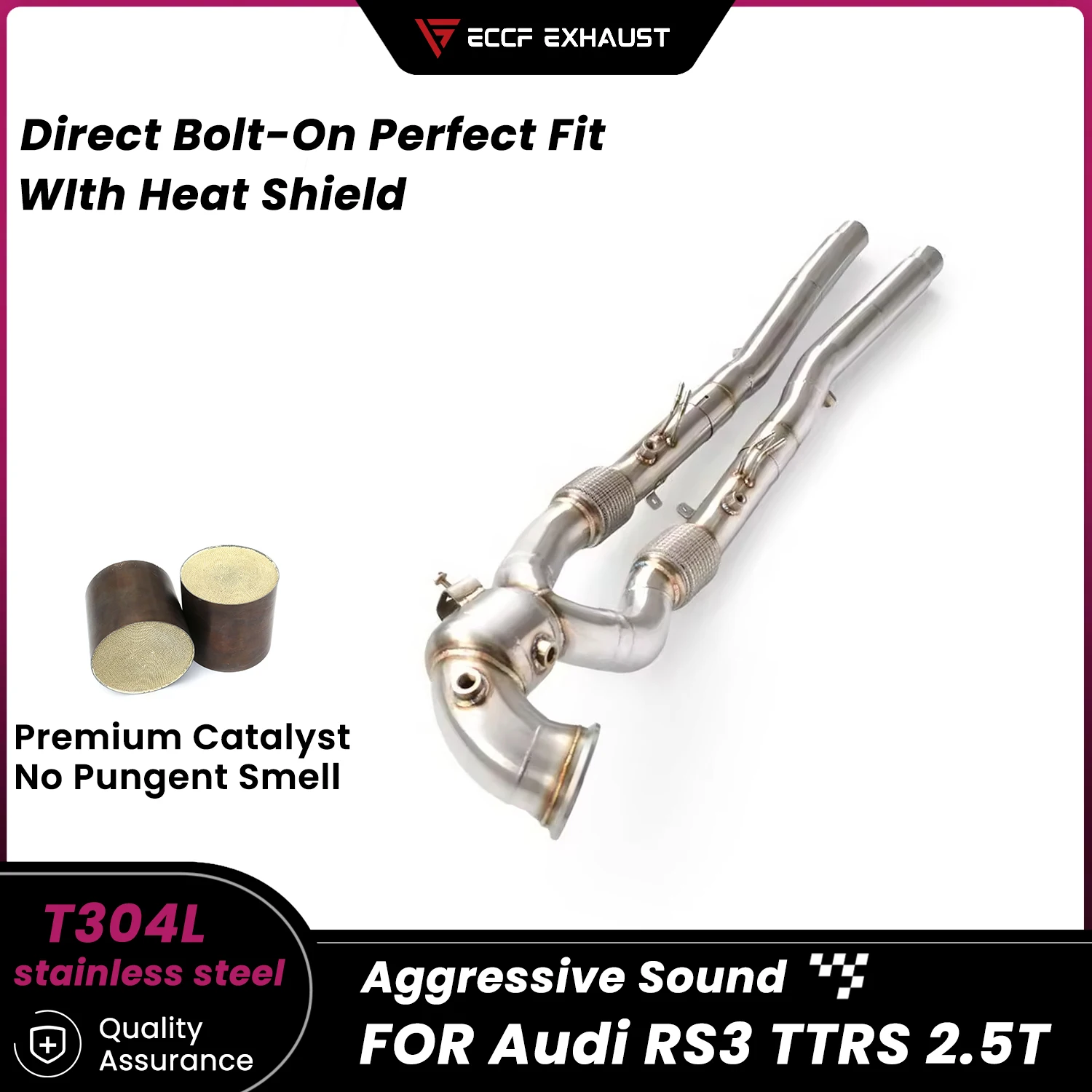 

Спортивная теплозащитная труба с передней трубой для Audi RS3 TTRS 2,5 T, агрессивный выхлопной звук, обновление с высокой производительностью расхода