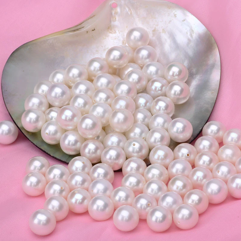 AAA Natural Cultured Pearl White  Round Loose Pearl Beads 5-10mm Half Hole Bulk Freshwater Pearl for Make Jewelry DIY