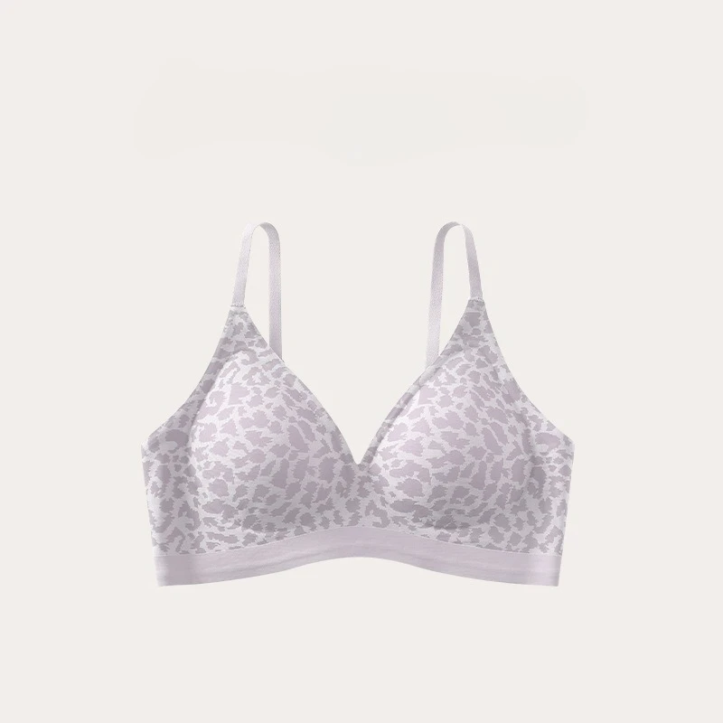 Best-selling sexy leopard print seamless bra thin style small chest gathering no underwire side fat control anti-sagging bra