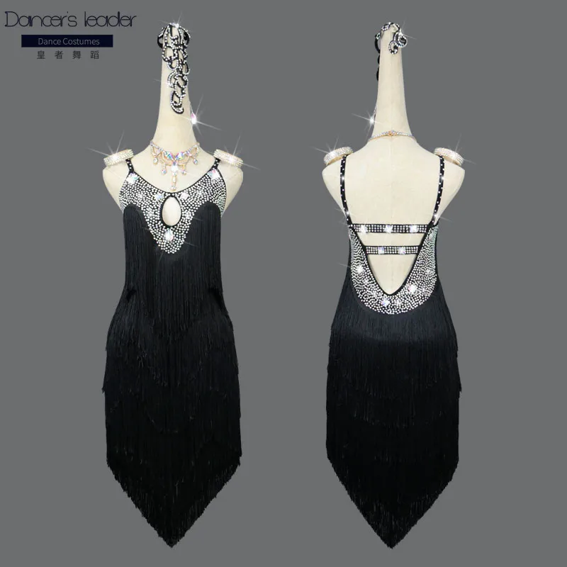 

High-end Custom Latin Dance Dress Female Dense Fringed Diamond Cha-cha Tango Dance Costume Adult Stage Costumes