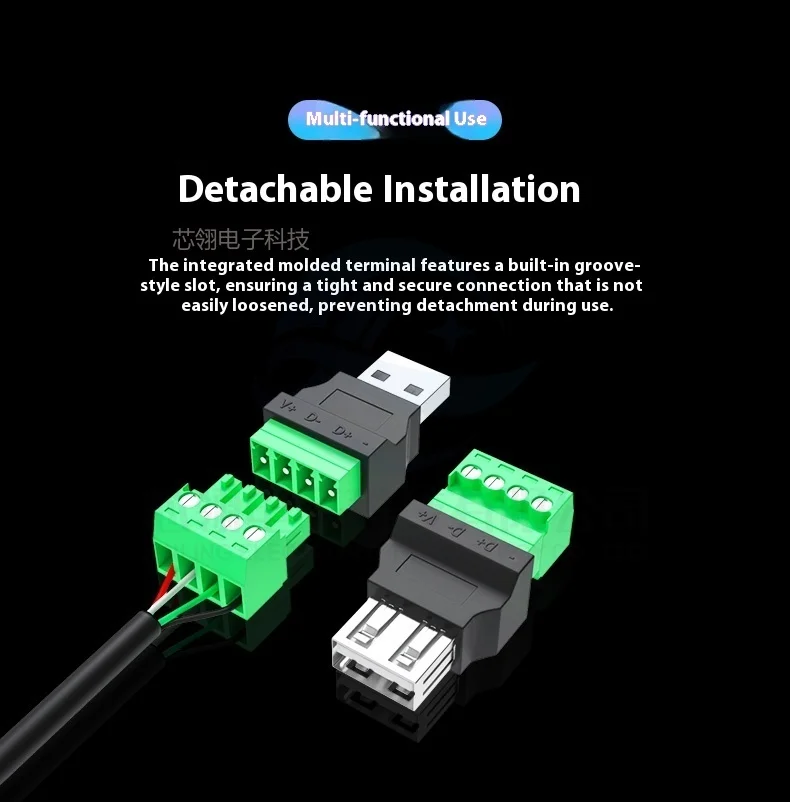 USB solderless connector Solder-free USB 2.0 male/female connector Connector, keyboard and mouse connector, wiring terminal