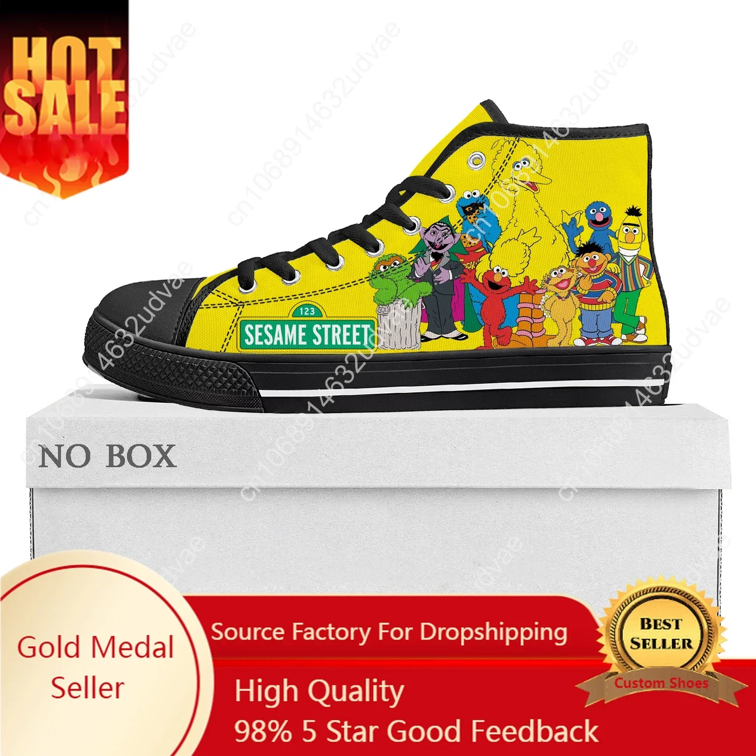 

Cartoon Elmo Sesame Street High Top Sneakers Mens Womens Teenager High Quality Canvas Sneaker Casual Couple Shoes Custom Shoe