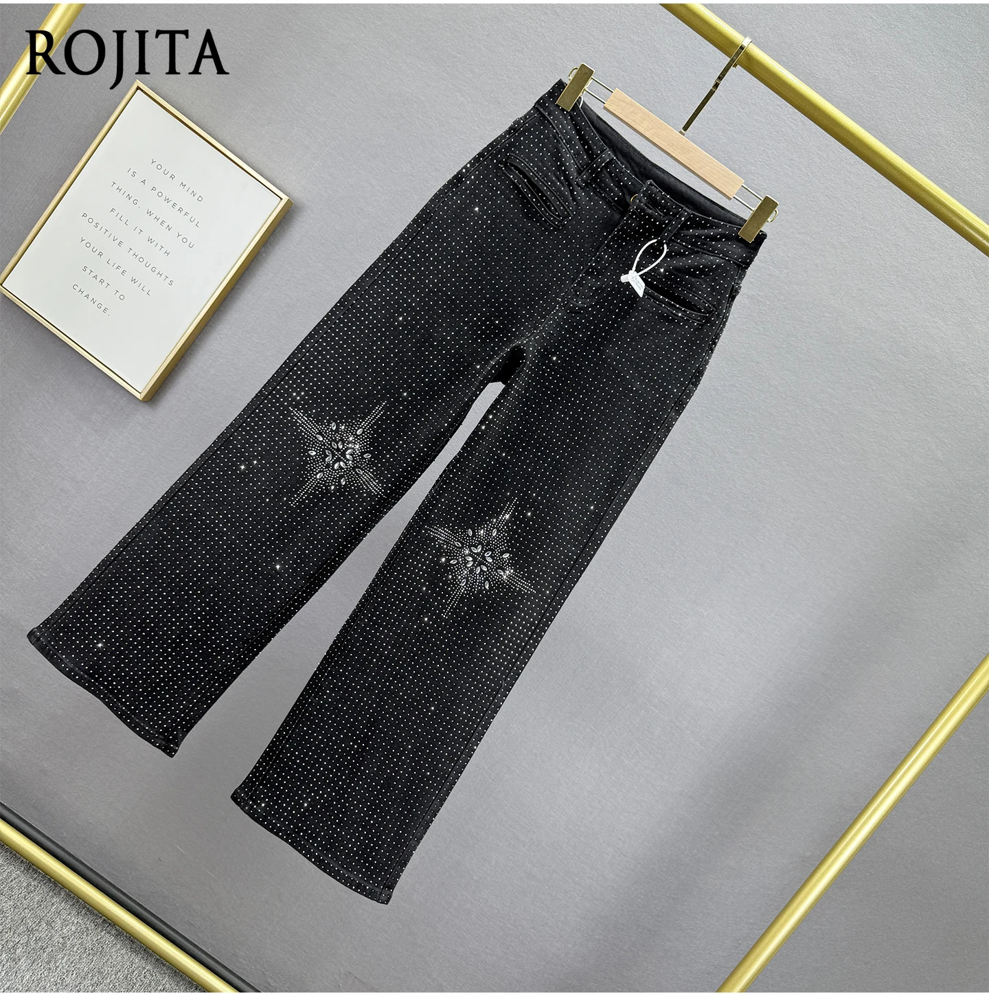 

Heavy-Duty Full Rhinestone Jeans for Women 2025 Autumn New High-Waisted Loose Slimming European Style Wide-Leg Pants Pants