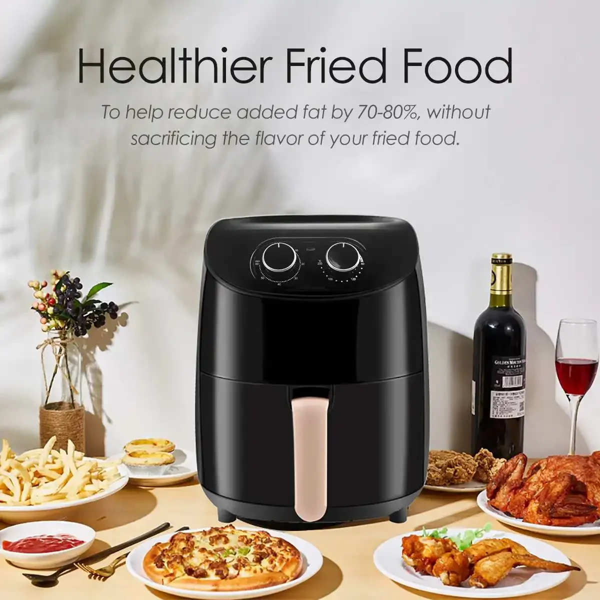 

3.5L 1000W Deep Fryer Oil free Health Fryer Cooker Home Multifunction Smart Touch LCD Deep Fryer Deep Fryer Pizza Fries Machine