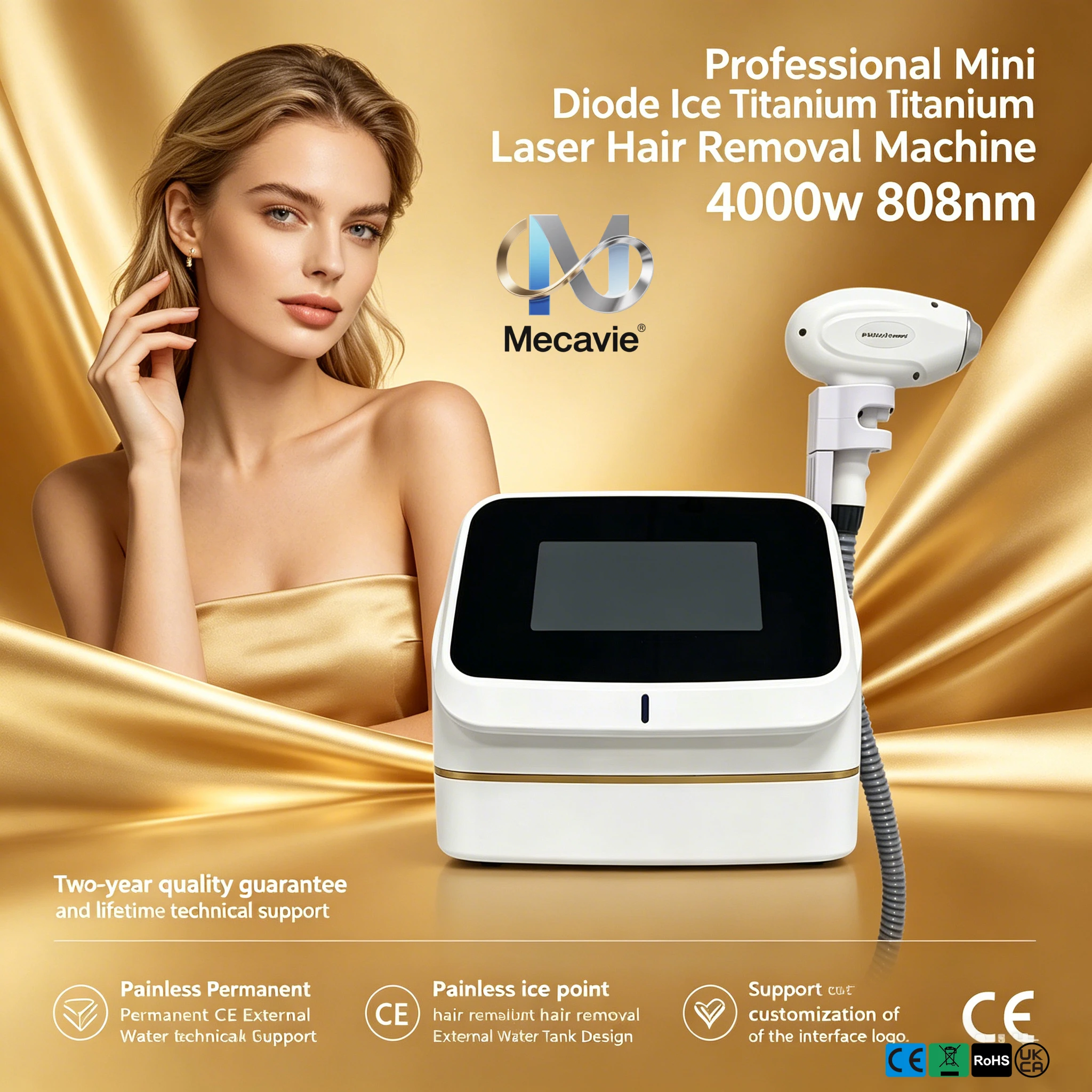 2026 New Professional Mini Diode Ice Titanium Laser Hair Removal Machine 808nm 4000w Painless Permanent CE External Water Tank