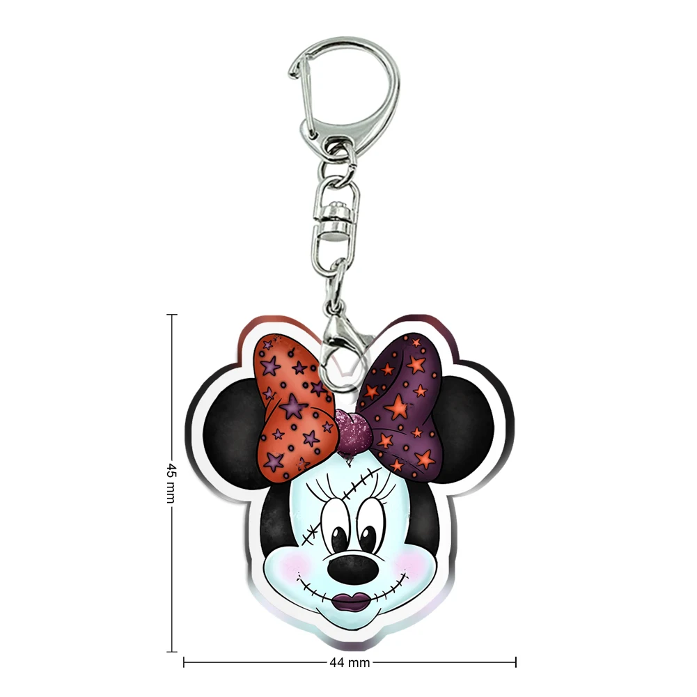 

Halloween Funny Disney Mickey Minnie Transparent Acrylic Keychains Kids Gift Collection Girl Accessories Xmas Party Decoration