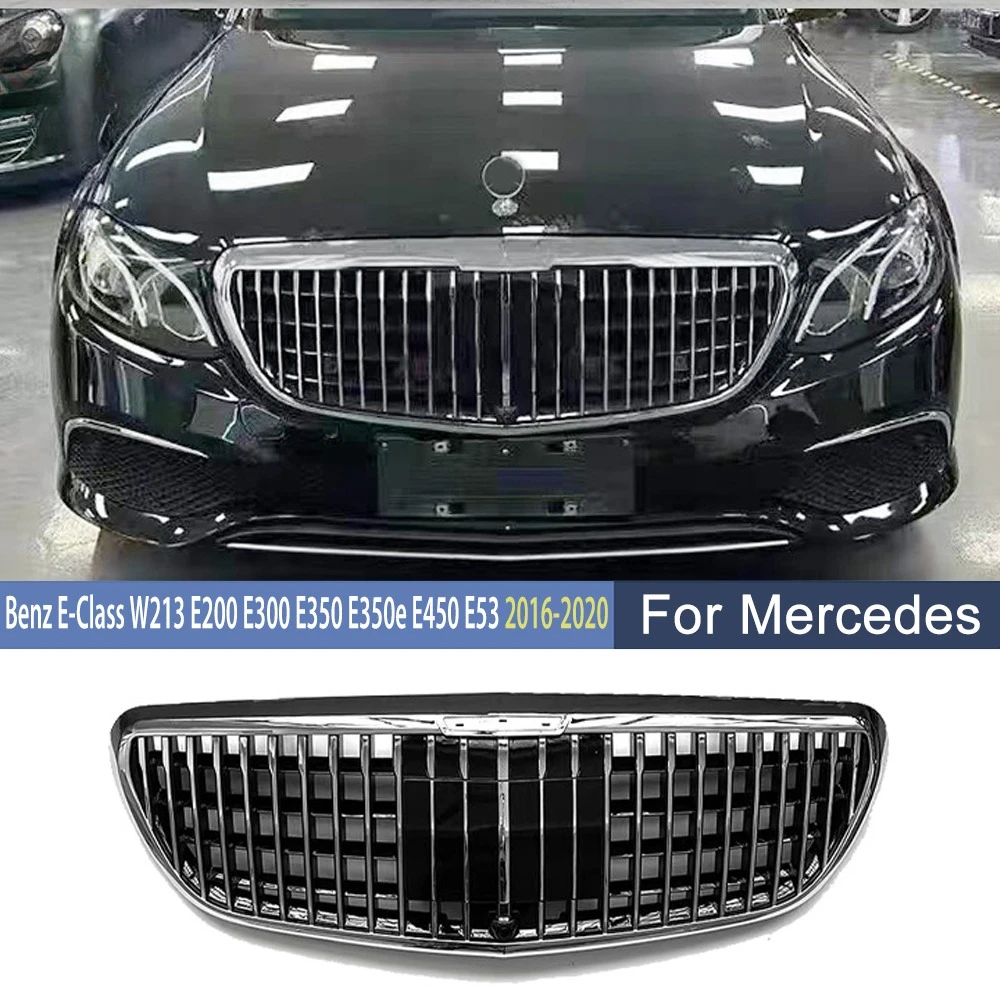 

For Mercedes Benz E-Class W213 E200 E300 E350 E350e E450 E53 2016 2017 2018 2019 2020 Car Front Racing Grills Mesh Cover Trim