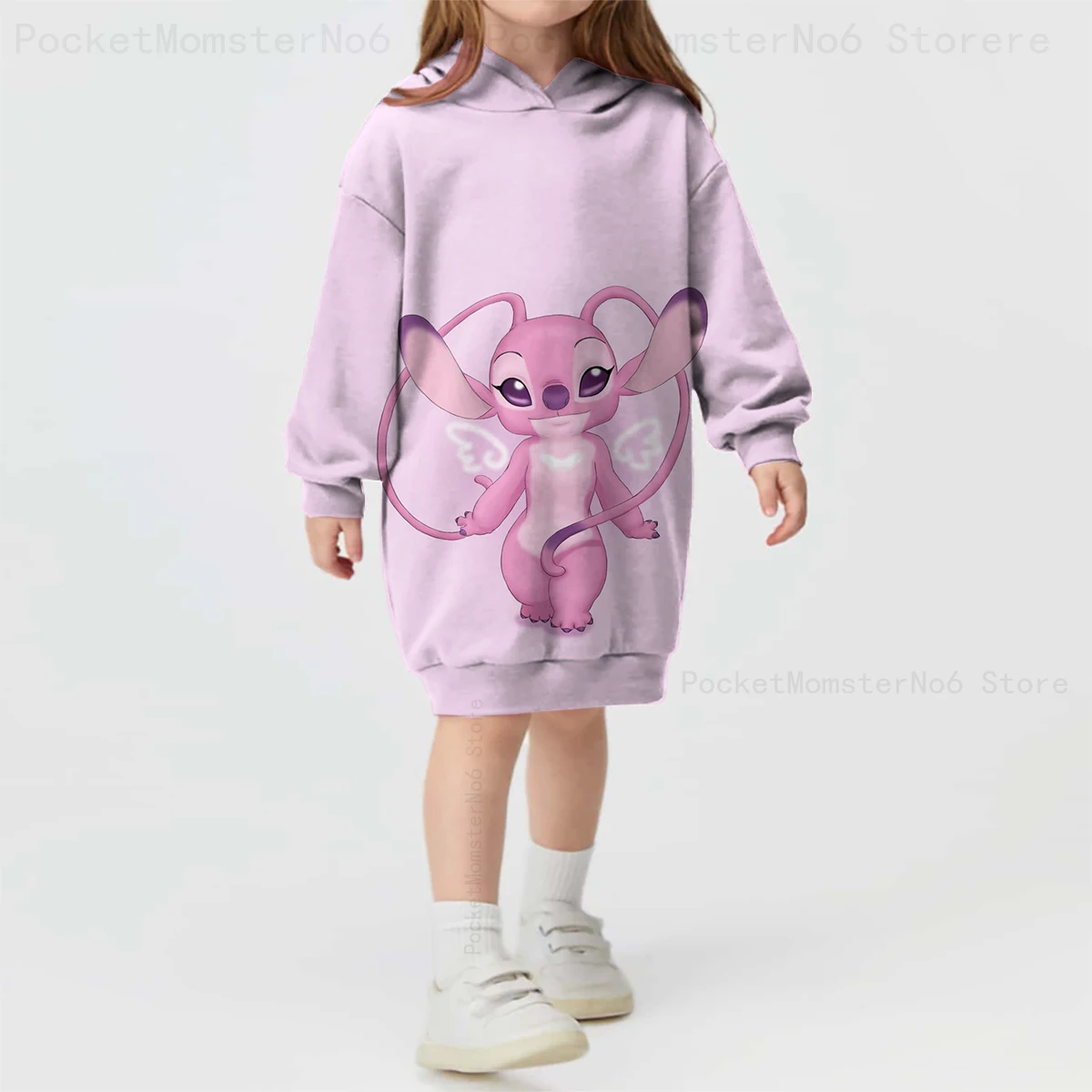 

Весна и осень 2023, новинка Disney Stitch, аниме, повседневная модная спортивная толстовка с капюшоном и принтом, милое игровое платье