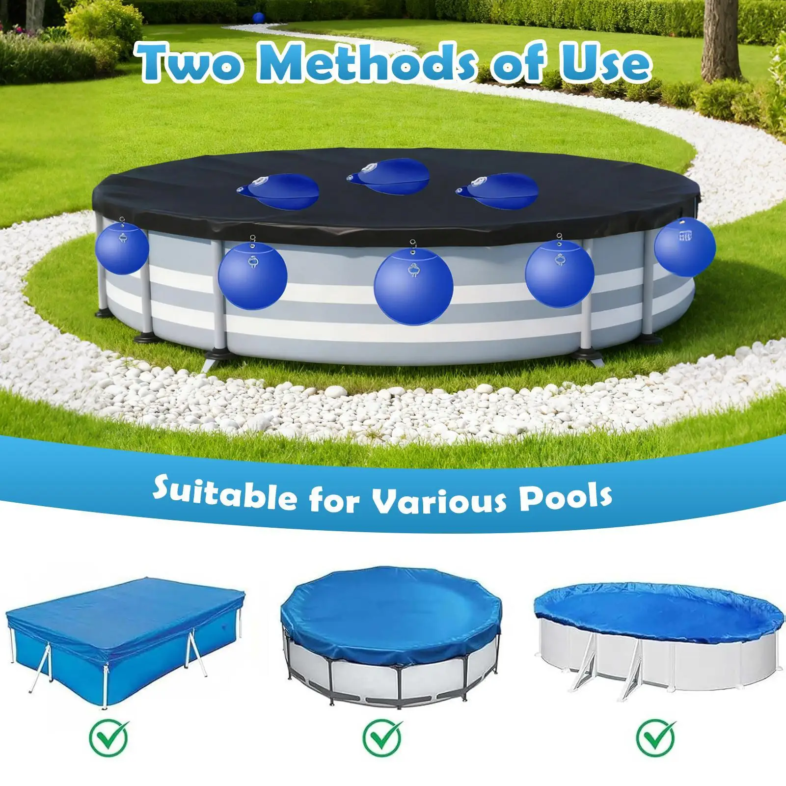 Pool Cover Weights 10 Pieces Hangable Pool Water Bags With Buckle Swimming Tub Weights For Poolside Backyard Garden Winter