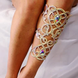 2024 Prom Colorful Exaggerate Leg Chain Belly Dance Accessories Rave Bracelet Ballroom Rhinestone Thigh Jewelry for Women