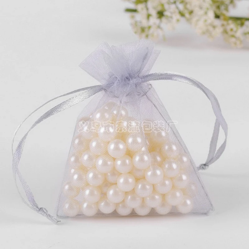 Confezione per orecchini per esposizione decorativa in organza 50 pezzi sottile morbido lucidità grigia non sigillata regali per amici sacchetti per gioielli piccoli eccellenti