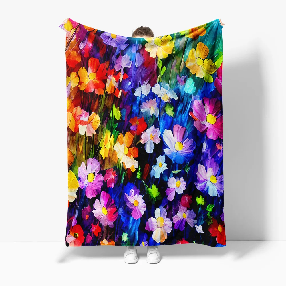 

Vibrant Floral Explosion Blanket Colorful Flower Print Soft Fleece Throw Blanket for Women Men Kids Gift