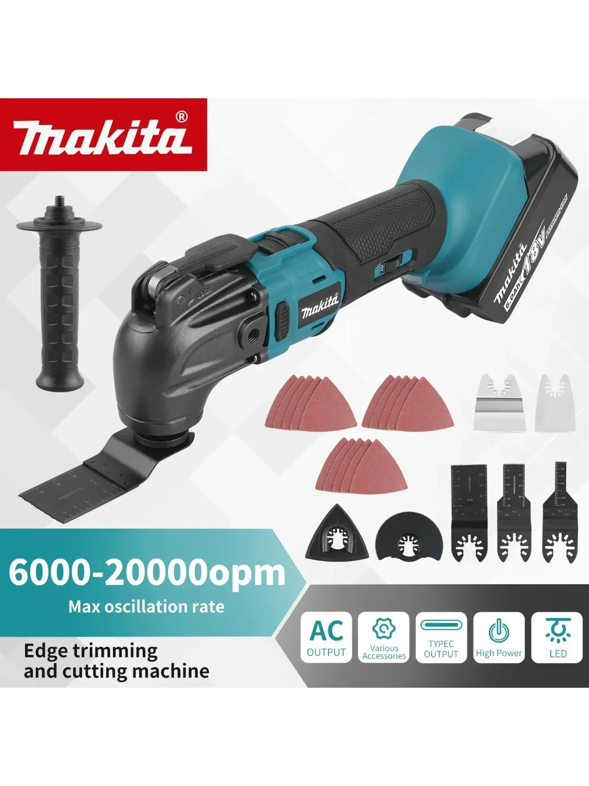 ? Originele Makita DTM51 Borstelloze Quick Release Oscillerende 18V Tool Multi Functioneel Gereedschap Vernieuwer Elektrische Trimmer Compatibel - afbeelding 2
