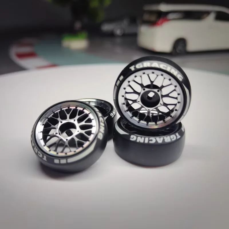 Pneus de moyeu de roue en métal de 20mm/22,5mm de diamètre, 4 pièces, pour voiture Rc 1/28 1/24 TG super dlr8 DRZ ATM HB mini-z Wltoys k969 DriftArt DA4