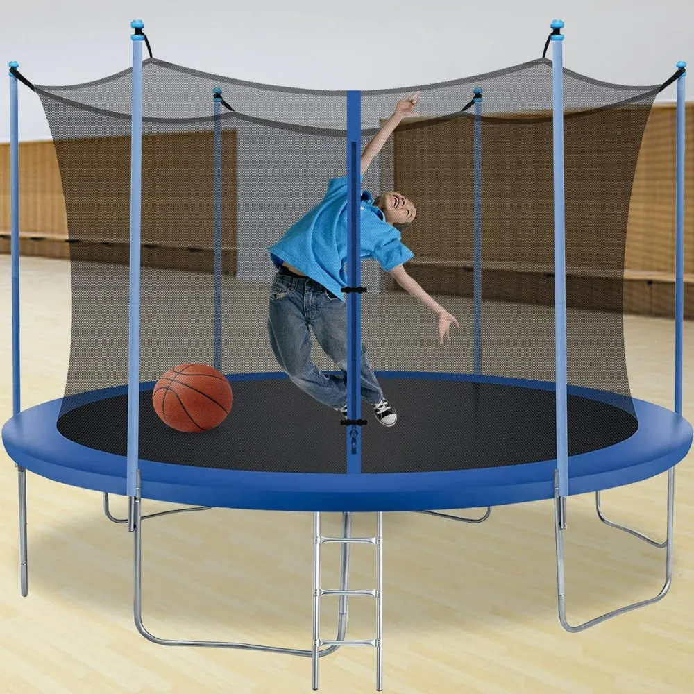 

12FT Trampoline with Enclosure Net Outdoor Jump Rectangle Trampoline - ASTM Approved-Combo Bounce Exercise Trampoline PVC