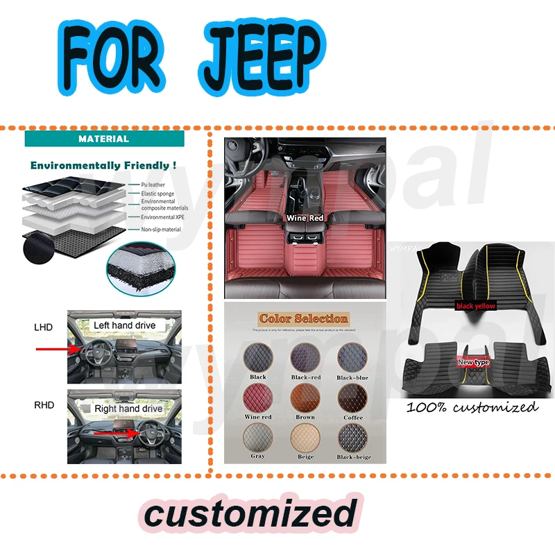 LUXURY CarFloor Mats For JEEP Grand Cherokee Wrangler Wrangler 2door Wrangler (2door) Wrangler (4door) Commander Cherokee Compas
