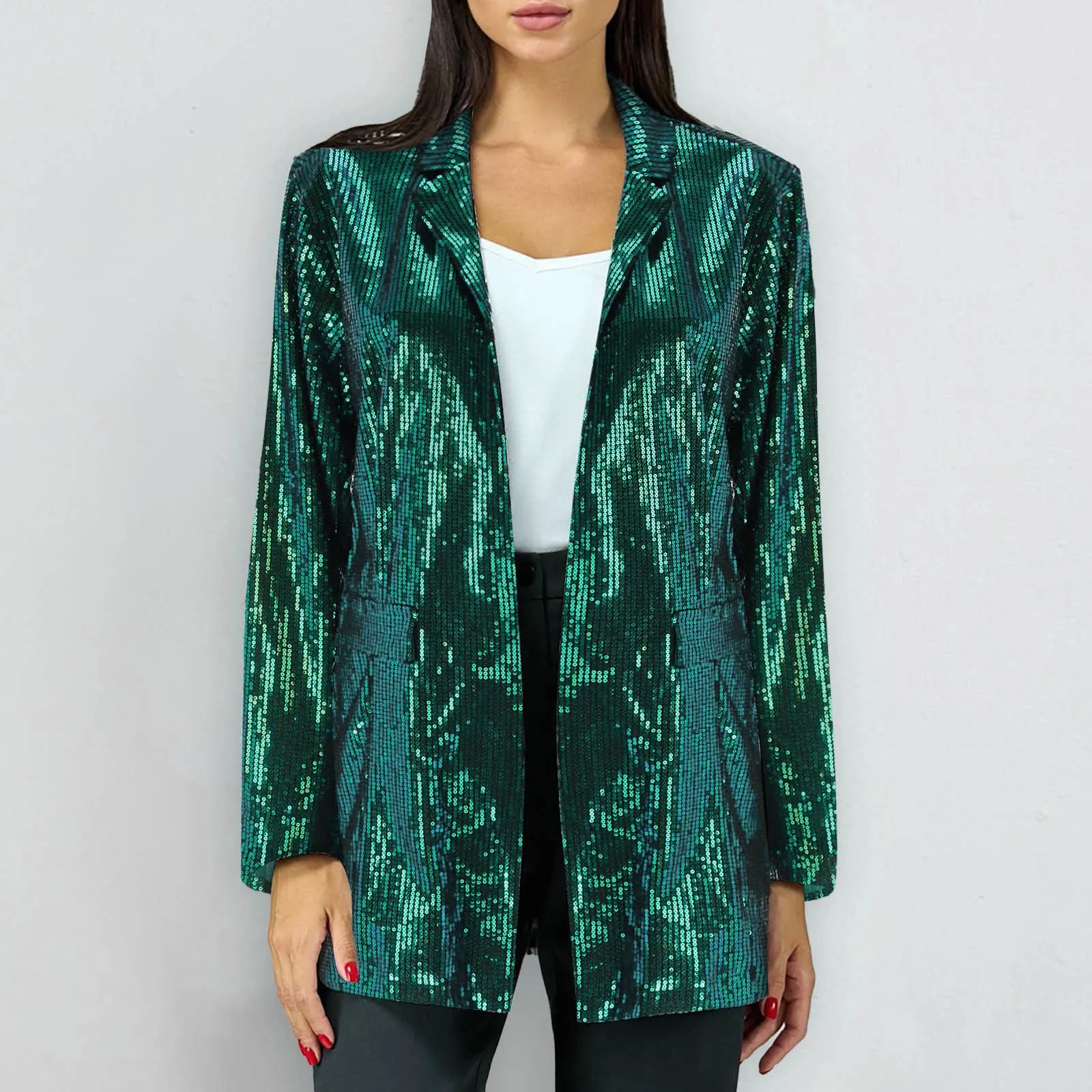 New Sequin Blazer Coat Women Fashion Gold Sliver Green Carnival Party Jacket Woman Popular Glitter Singer Dancer Club Wear