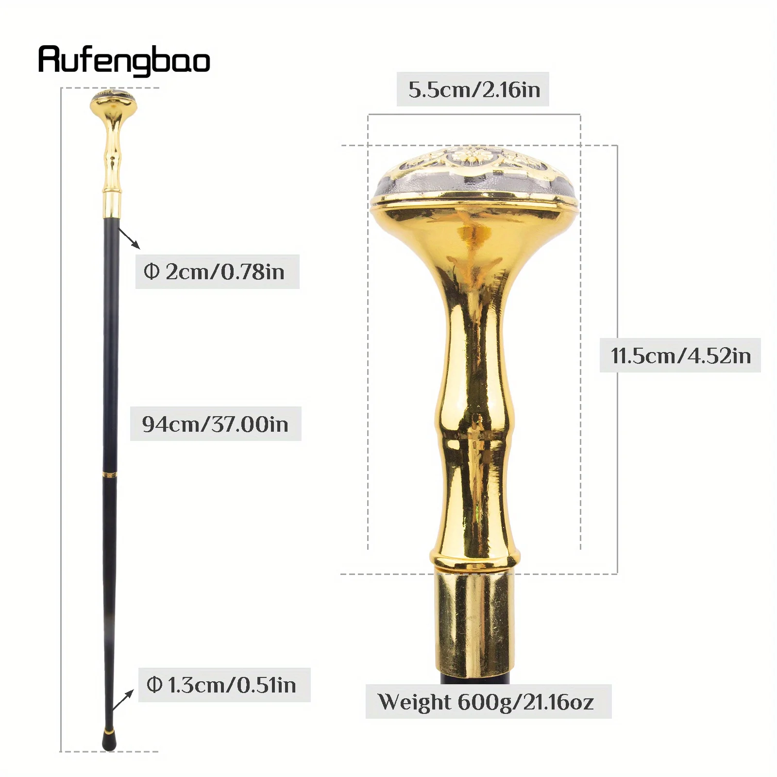 Eight Flower Walking Cane Fashion Walking Stick Gentleman Crosier Knob Walking Stick 94cm Performance Stage Cane