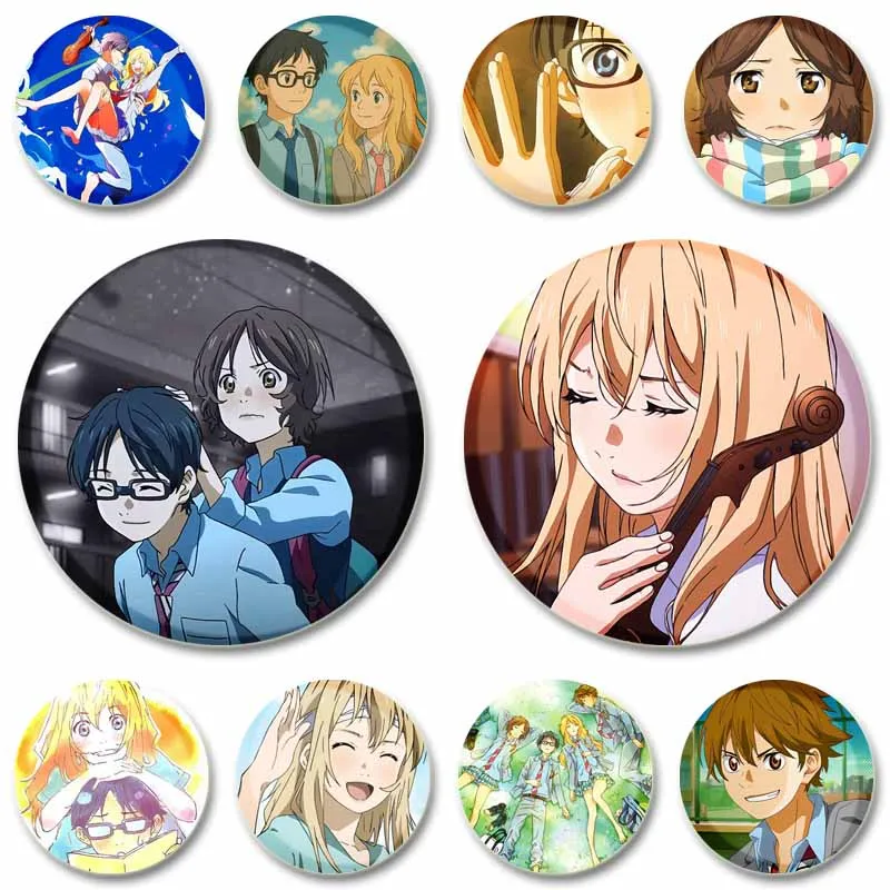 

Anime Your Lie in April Coin Pins Cute Cartoon Character Kaori Badges on Backpack Accessories Jewelry Brooch Toy Gift for Friend