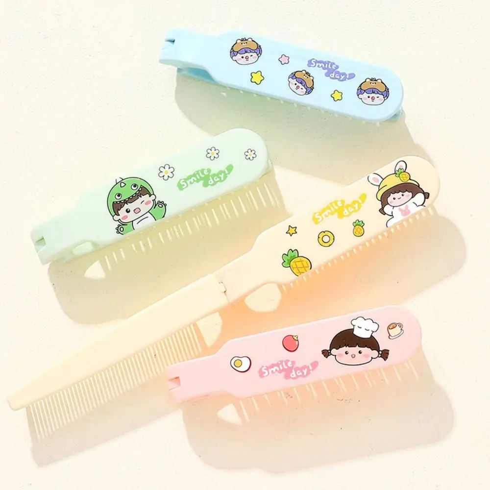 Baby Hair Care Brush Cute Cartoon Folding Hair Comb Mini Anti-Static Fine-toothed Comb Hairdressing Portable Bangs Combs Girls