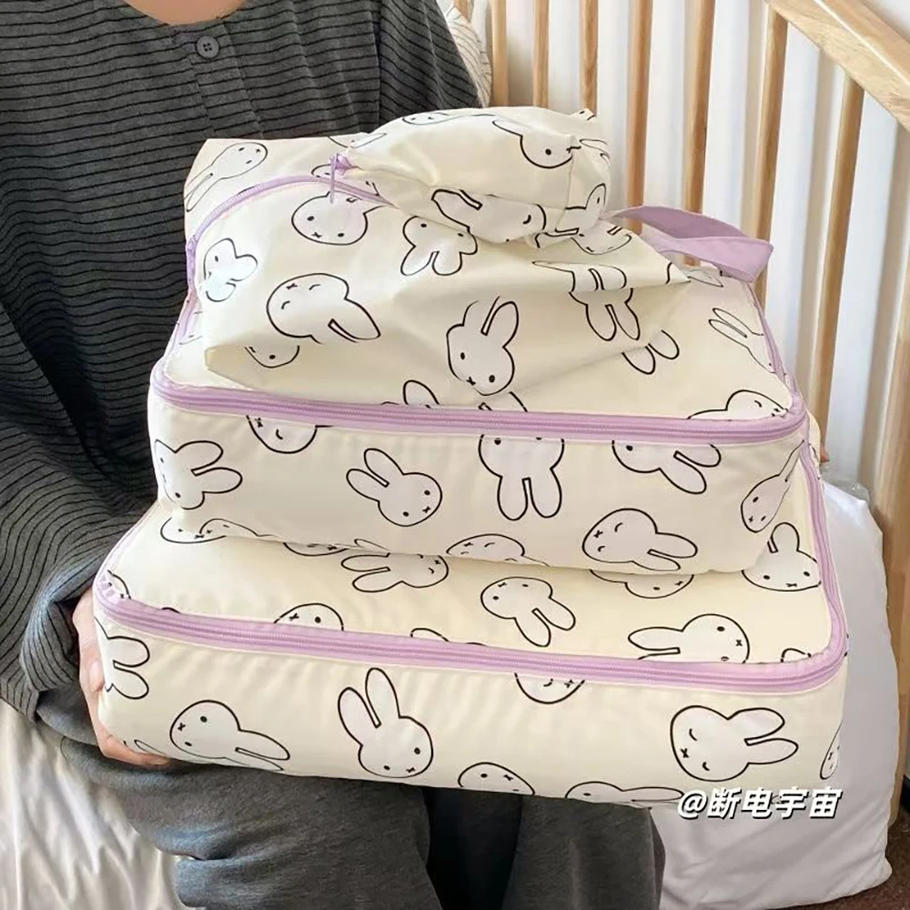 Kawaii Miffy حقيبة تخزين السفر لطيف أرنب سستة مربع حقيبة الأمتعة المنظم الملابس المحمولة الملابس الداخلية الحقيبة فتاة هدية #2