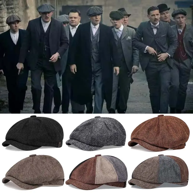 Classic Blinders Caps for Men Peaky Hat Newspaper Hat Shelby Same Style Beret Men's Sunshade Hat Suit Accessories Men's Gifts