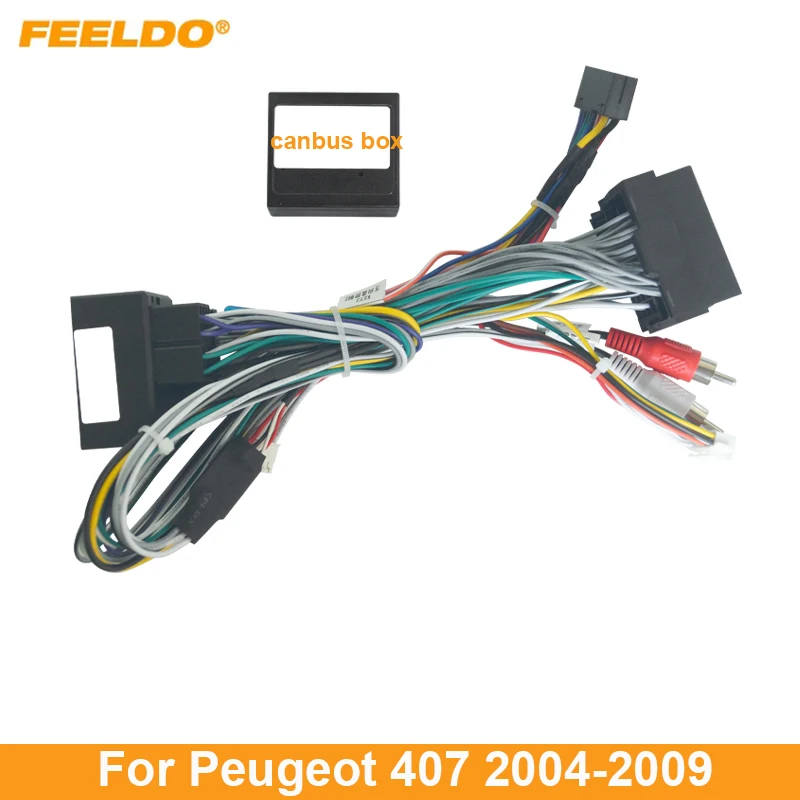 

FEELDO Car 16Pin Power Wiring Harness Cable Adapter With Canbus For Peugeot 407 04-09 Install Aftermarket Android Stereo Wire