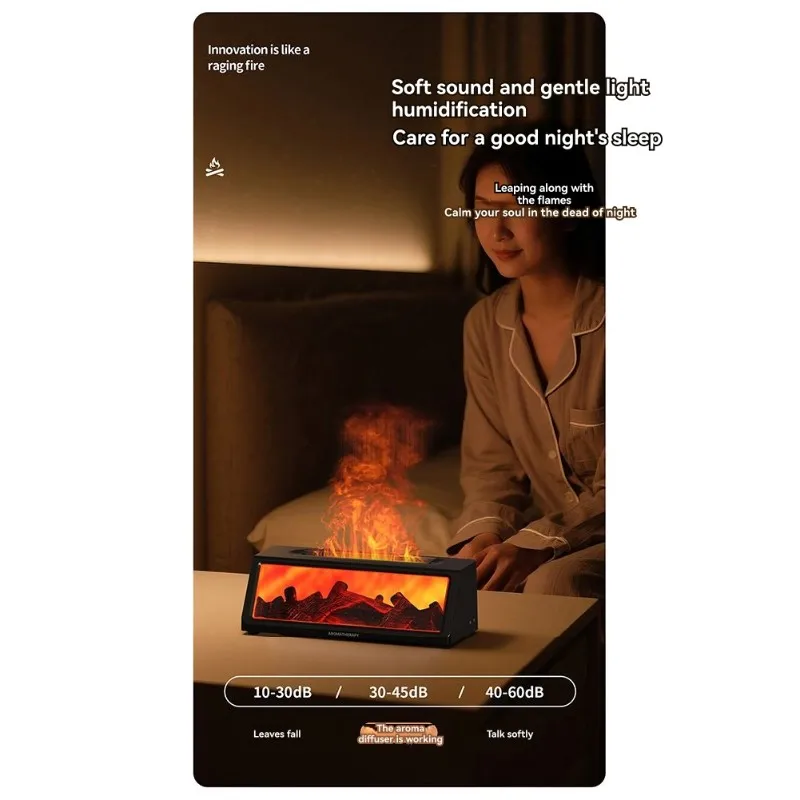 

B15C Компактный электрический диффузор для ароматерапии — эффект пламени, пульт дистанционного управления, таймер — черный/белый дизайн