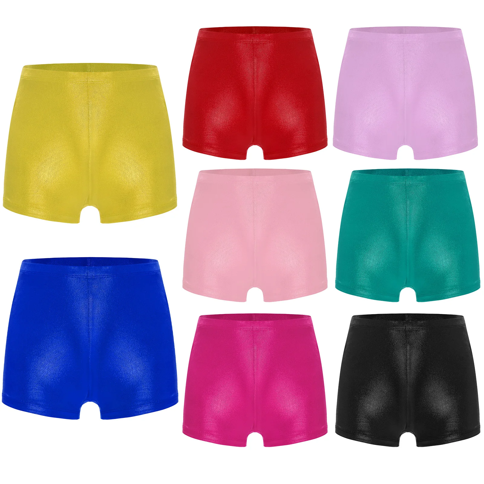 Meisjes metallic glanzende balletdans gymnastiek shorts elastische tailleband bodems tiener kunstschaatsen yoga sport workout danskleding