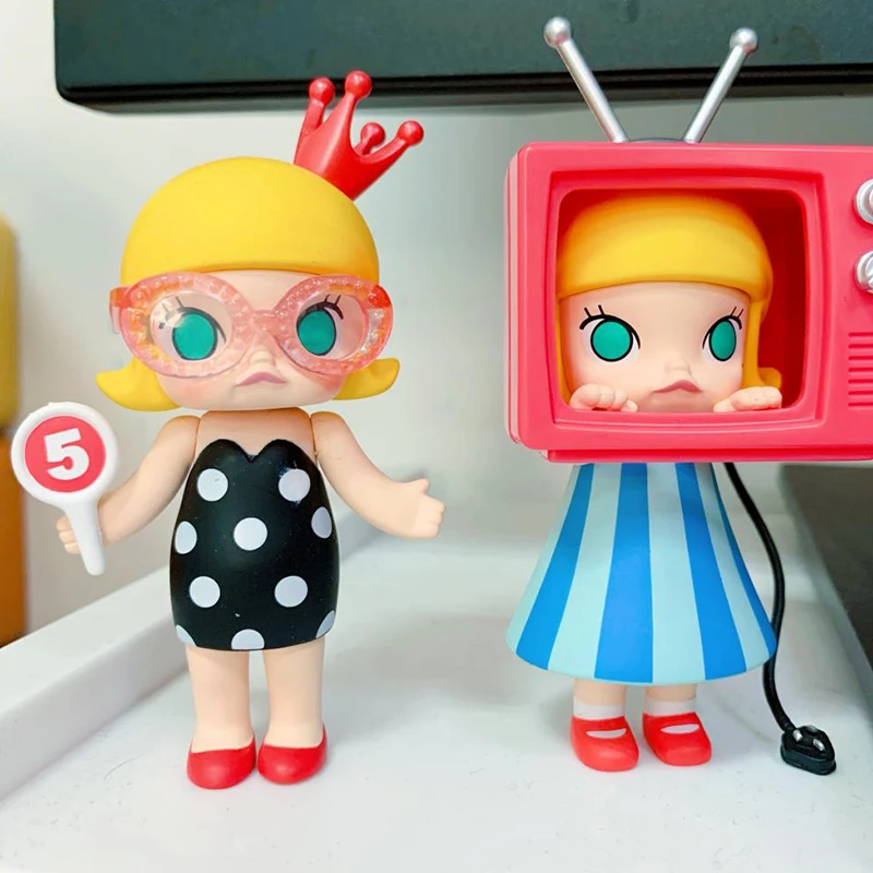 

POP MART MOLLY Auction Series Anime Action Figure Guess Bag Ornament Figurines Home Decor Desktop Dolls Model Girls Gift