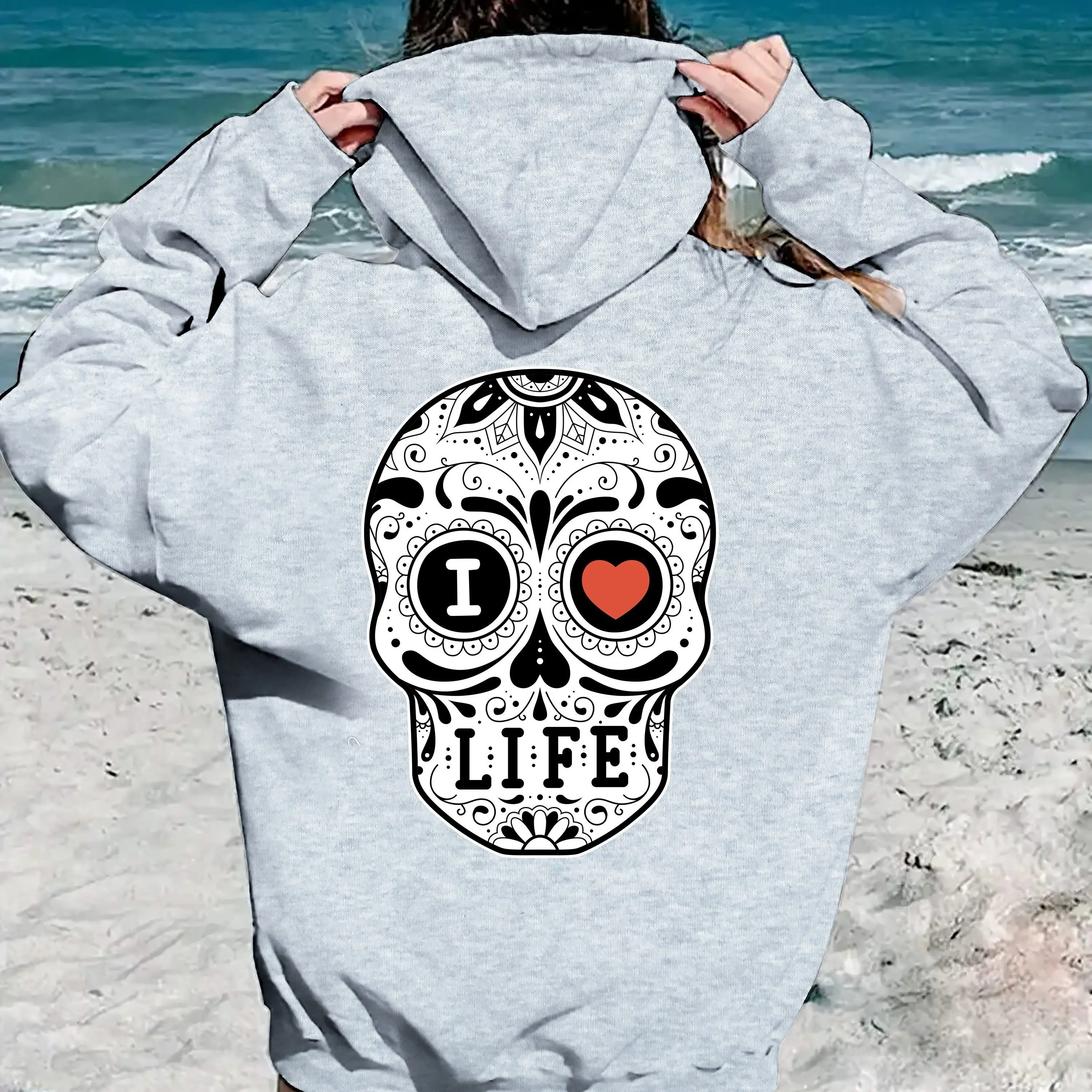 

Skull Graphic Printing Autumn and Winter Pure Cotton Men's and Women's Hoodies Casual Outdoor Street Sports Training Brand Trend