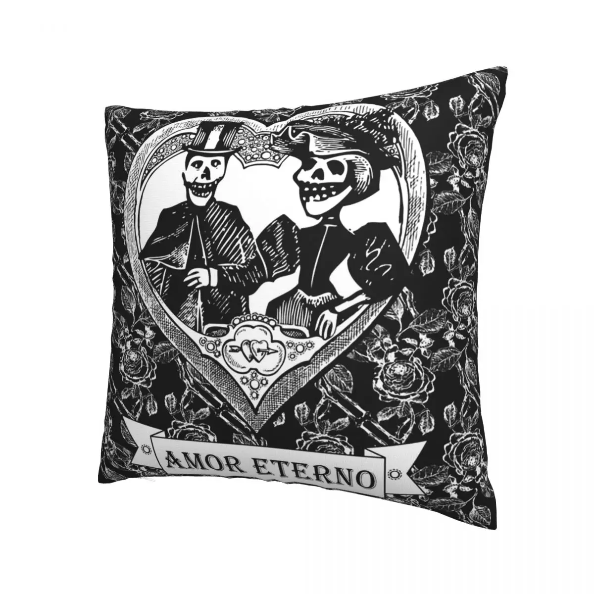 Amor Eterno Eternal Love Skulls And Skeletons Throw Pillow Case Valentine's Day Backpack Cojines Covers For Home Decor