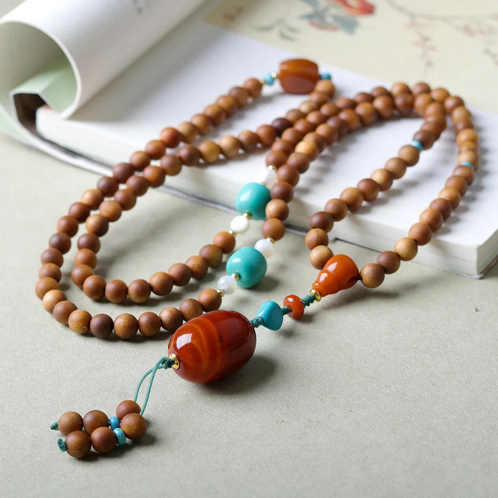 New Sandalwood Multi Loop Bracelet Original Cultural Games Warring States Red Chinese String Necklace