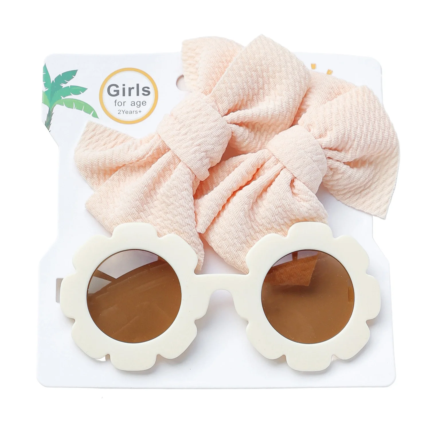 3 Piece Of Children\'s Bow Hair Clip Sunglasses Set Cute UV Eye Protection Toy Suite