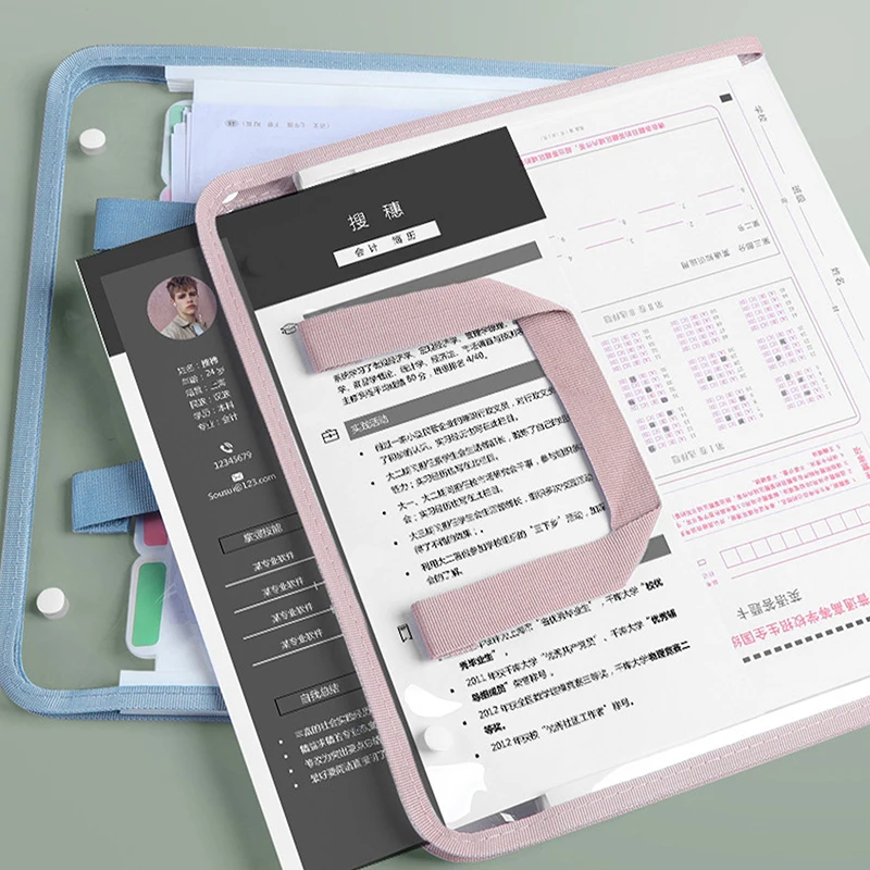 File Bag Portable Large Capacity Transparent Waterproof Hand-held Folder File Pocket Office Supplies Expandable File Storage Bag