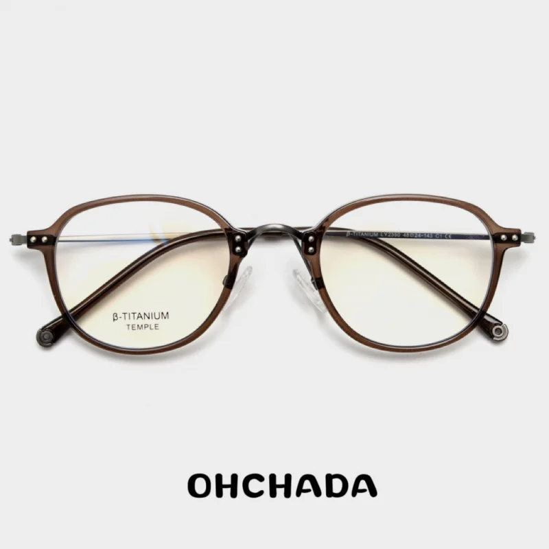 New Retro Ultra-Light Semi-Titanium Myopia Glasses Rim Artistic Trendy Men and Women Small Frame Frame with Degrees