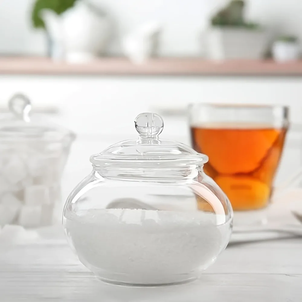 

Multifunctional 350 ML Glass Sugar Jar with Lid Spoon Leak-proof Spice Storage Container Transparent Candy Pot Coffee Bean