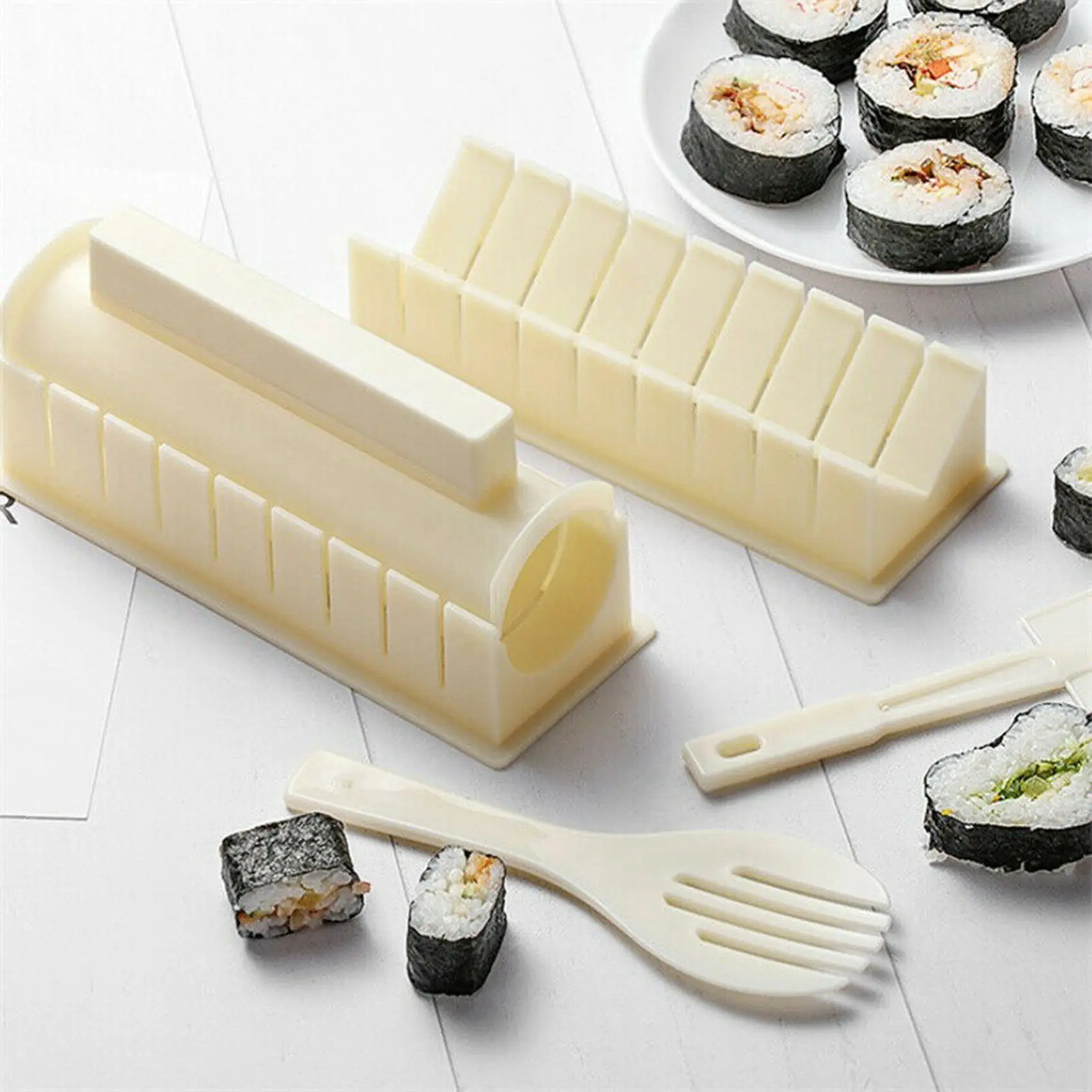 2X máquina para hacer Sushi molde de arroz molde de pastel japonés molde multifuncional Kit de fabricación de Sushi molde cuadrado para Sushi B-B09B
