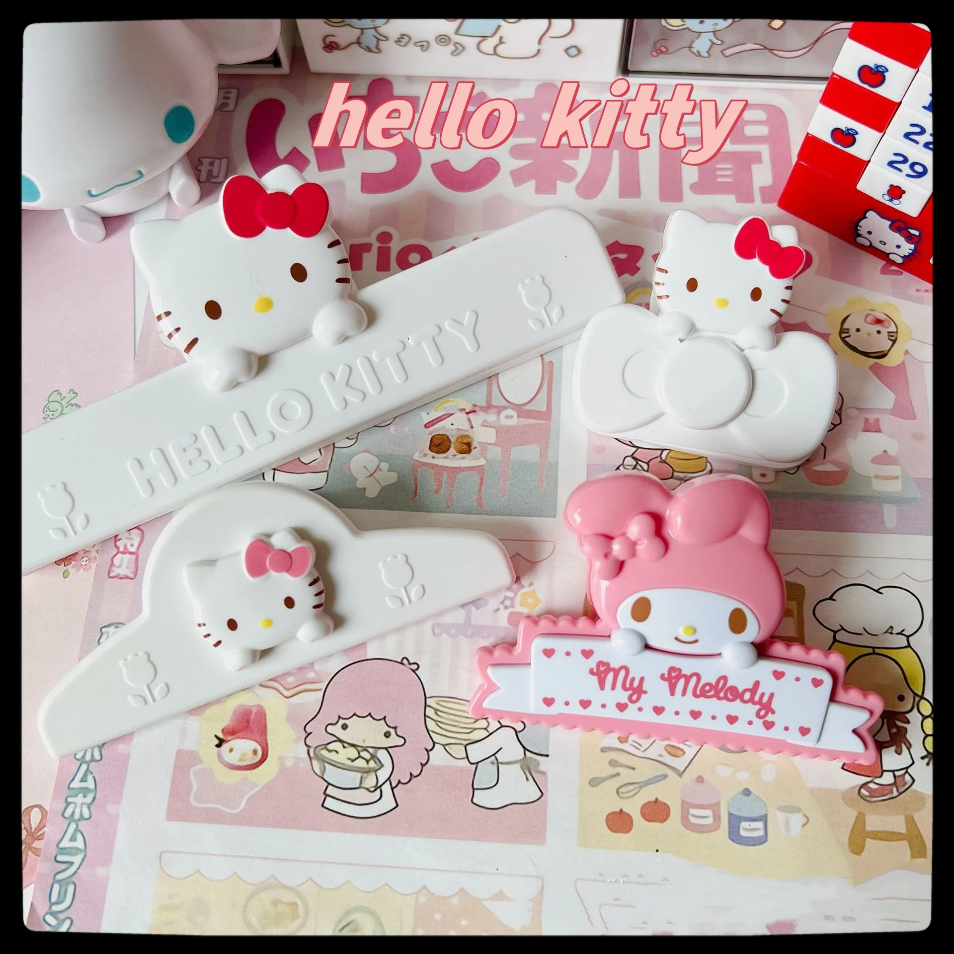 Japan hello kitty my melody snack clip moisture-proof magnet sealed refrigerator magnet bill clip sealing clip wholesale