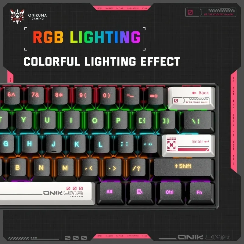 ONIKUMA G55 Gaming Keyboard 61 Keys Mechanical Brown Switch RGB Dynamic Lighting Wired Compact Keyboard For Computer Gaming