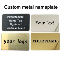 86x54mmLaser custom engraving 304 stainless steel metal business card nameplate identification plate mailbox plaque pet monument