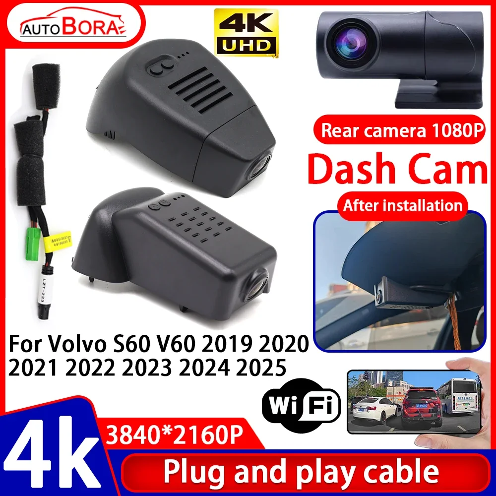 

ZhuCamX Video Recorder Night Visio 4K UHD Plug and Play Car DVR Dash Cam for Volvo S60 V60 2019 2020 2021 2022 2023 2024 2025