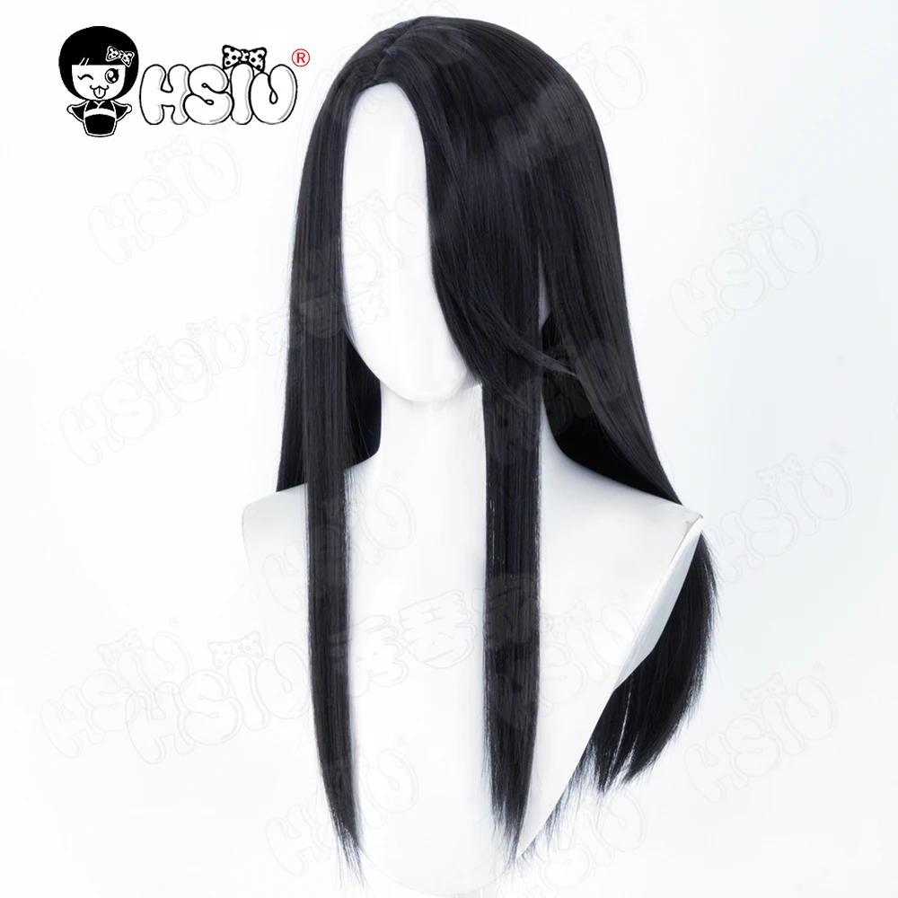 Killjoy Cosplay perruque HSIU 60 CM de long cheveux noirs perruque synthétique + bonnet de perruque perruque de fête Halloween perruque jeu VALORANT Killjoy Cosplay perruque